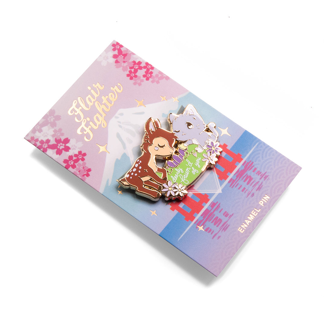 Deerly Fawn'd of You Cat Enamel Pin