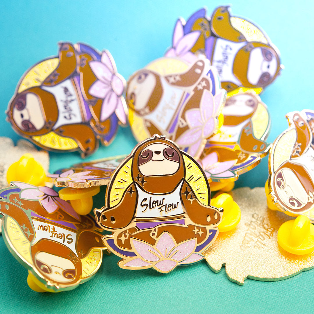 Slow Flow Yoga Meditation Sloth Enamel Pin